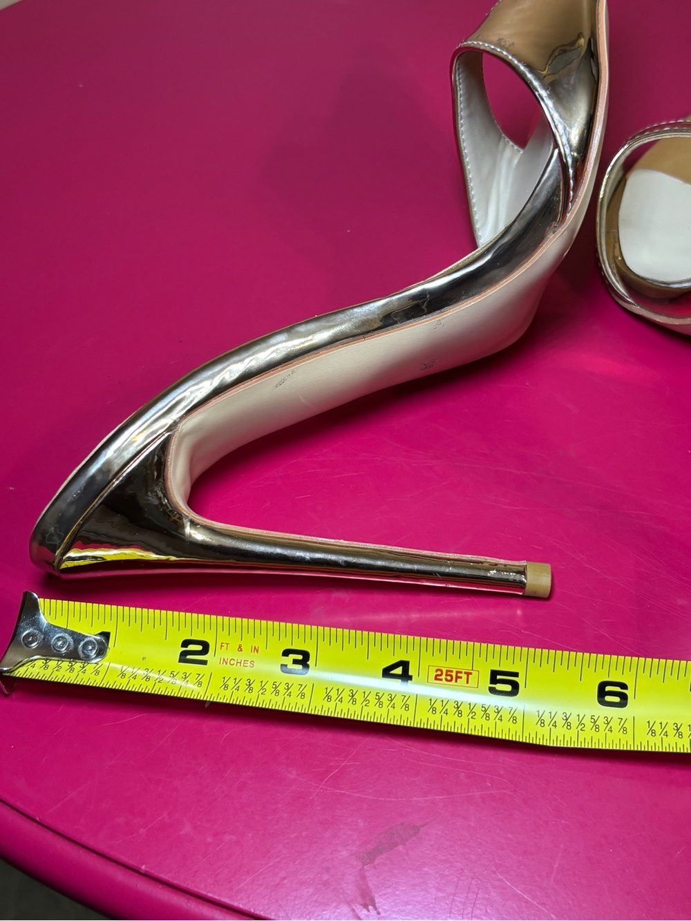 Metallic Gold Open-Toe High Heel Mule Size 7.5 - Picture 6 of 7